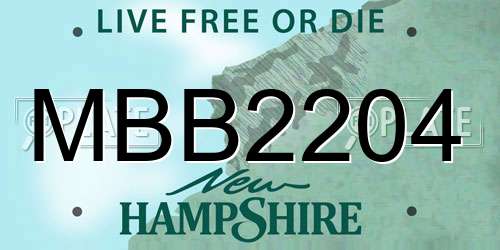 MBB2204 New Hampshire License Plate