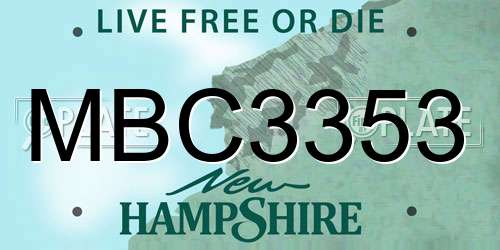 MBC3353 New Hampshire License Plate