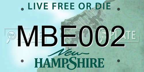 MBE002 New Hampshire License Plate