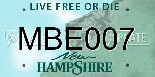 MBE007 New Hampshire License Plate