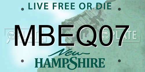 MBEQ07 New Hampshire License Plate