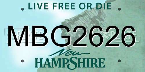 MBG2626 New Hampshire License Plate