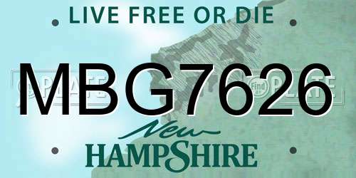 MBG7626 New Hampshire License Plate