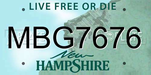 MBG7676 New Hampshire License Plate