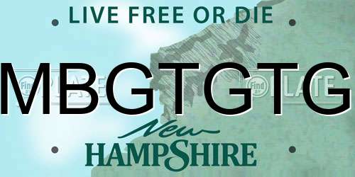 MBGTGTG New Hampshire License Plate
