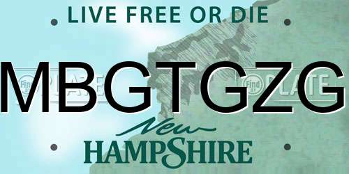 MBGTGZG New Hampshire License Plate