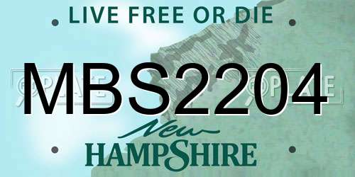 MBS2204 New Hampshire License Plate