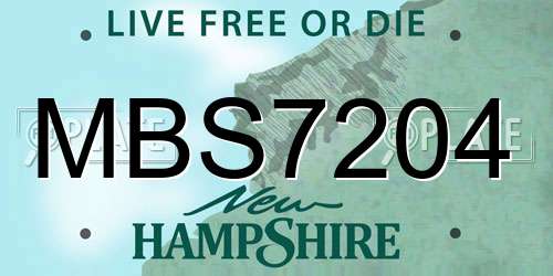 MBS7204 New Hampshire License Plate