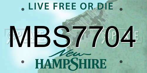MBS7704 New Hampshire License Plate