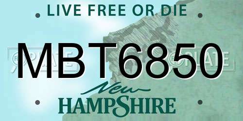 MBT6850 New Hampshire License Plate