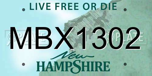 MBX1302 New Hampshire License Plate