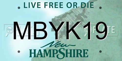 MBYK19 New Hampshire License Plate