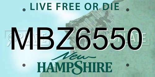 MBZ6550 New Hampshire License Plate