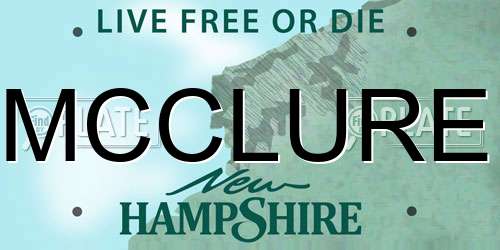 MCCLURE New Hampshire License Plate