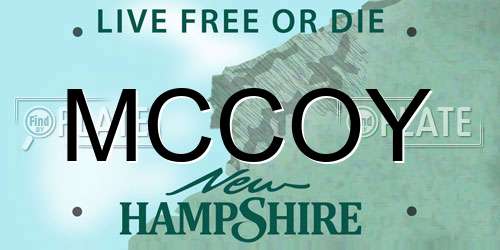 MCCOY New Hampshire License Plate