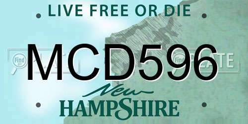 MCD596 New Hampshire License Plate