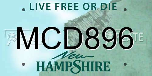 MCD896 New Hampshire License Plate