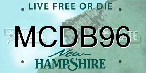 MCDB96 New Hampshire License Plate