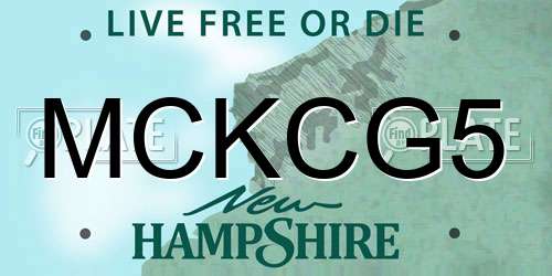MCKCG5 New Hampshire License Plate