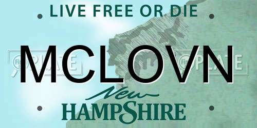 MCLOVN New Hampshire License Plate