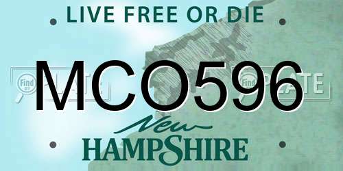 MCO596 New Hampshire License Plate