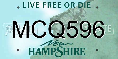 MCQ596 New Hampshire License Plate