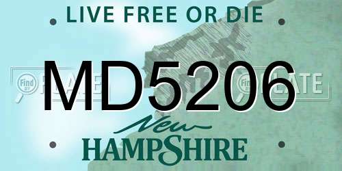 MD5206 New Hampshire License Plate
