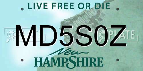MD5S0Z New Hampshire License Plate