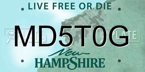 MD5T0G New Hampshire License Plate