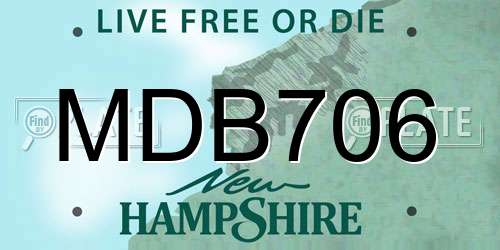 MDB706 New Hampshire License Plate