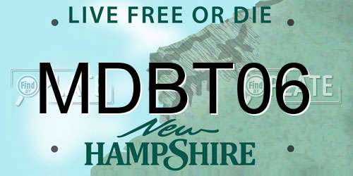 MDBT06 New Hampshire License Plate
