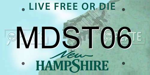 MDST06 New Hampshire License Plate