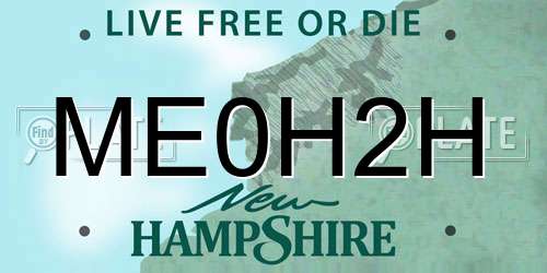 ME0H2H New Hampshire License Plate