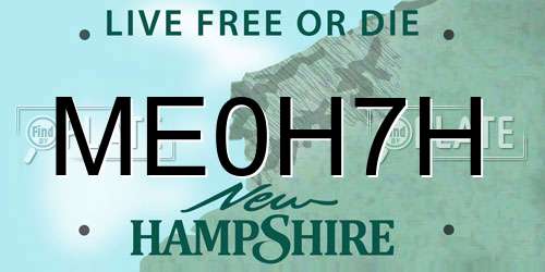 ME0H7H New Hampshire License Plate