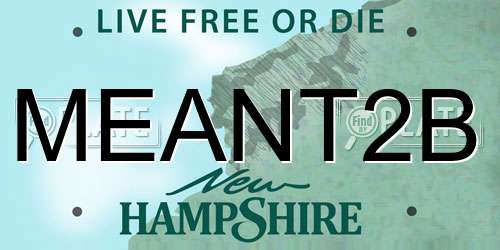 MEANT2B New Hampshire License Plate