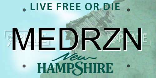 MEDRZN New Hampshire License Plate