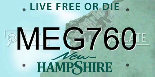 MEG760 New Hampshire License Plate
