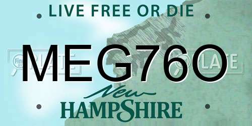MEG76O New Hampshire License Plate