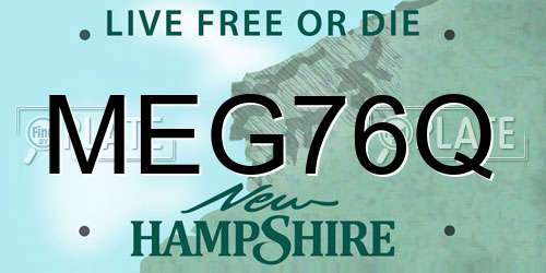 MEG76Q New Hampshire License Plate