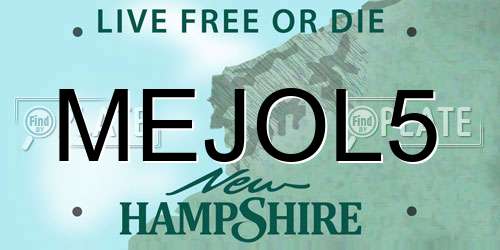 MEJOL5 New Hampshire License Plate
