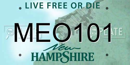 MEO101 New Hampshire License Plate