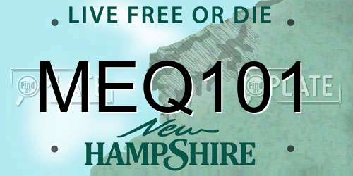MEQ101 New Hampshire License Plate