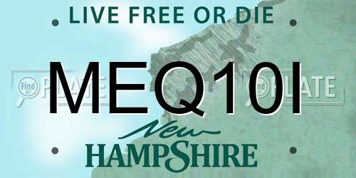MEQ10I New Hampshire License Plate