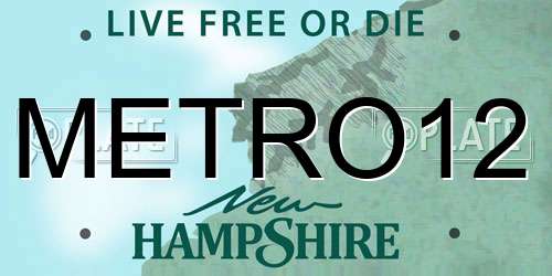METRO12 New Hampshire License Plate