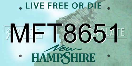 MFT8651 New Hampshire License Plate