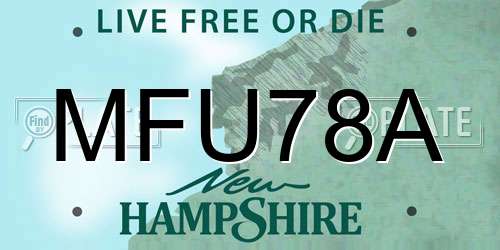MFU78A New Hampshire License Plate