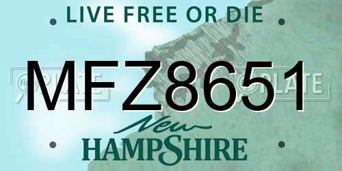 MFZ8651 New Hampshire License Plate
