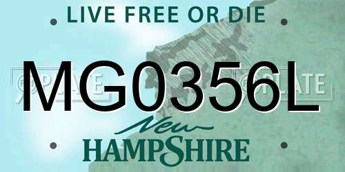 MG0356L New Hampshire License Plate