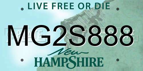 MG2S888 New Hampshire License Plate