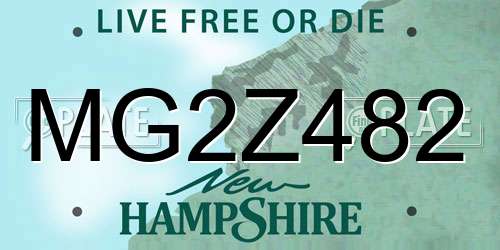 MG2Z482 New Hampshire License Plate